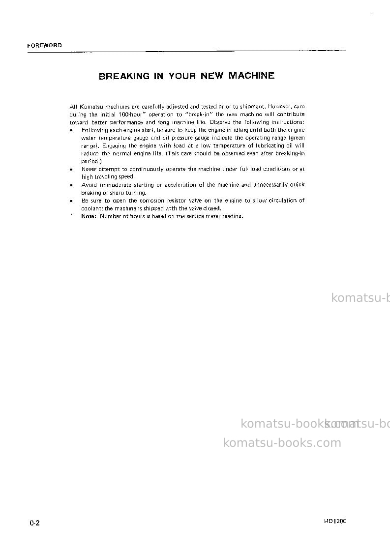 Komatsu hd1200-1jpn Operation manual cover Page 4 Komatsu hd1200-1jpn Operation manual cover Page 4