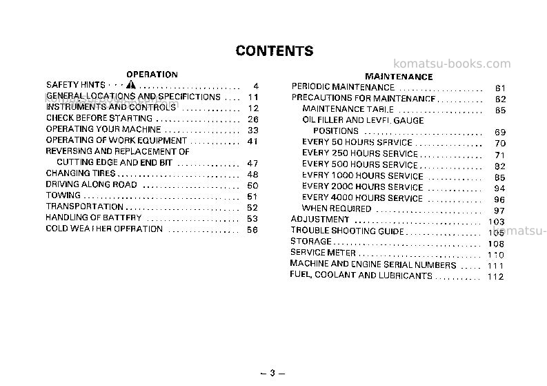 Komatsu gd461a-1jpn Operation manual cover Page 4 Komatsu gd461a-1jpn Operation manual cover Page 4