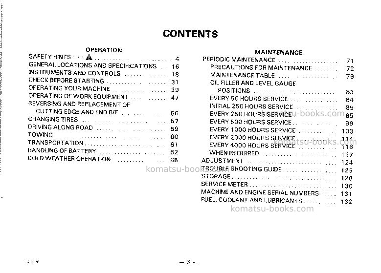 Komatsu gd511a-1jpn Operation manual cover Page 4 Komatsu gd511a-1jpn Operation manual cover Page 4