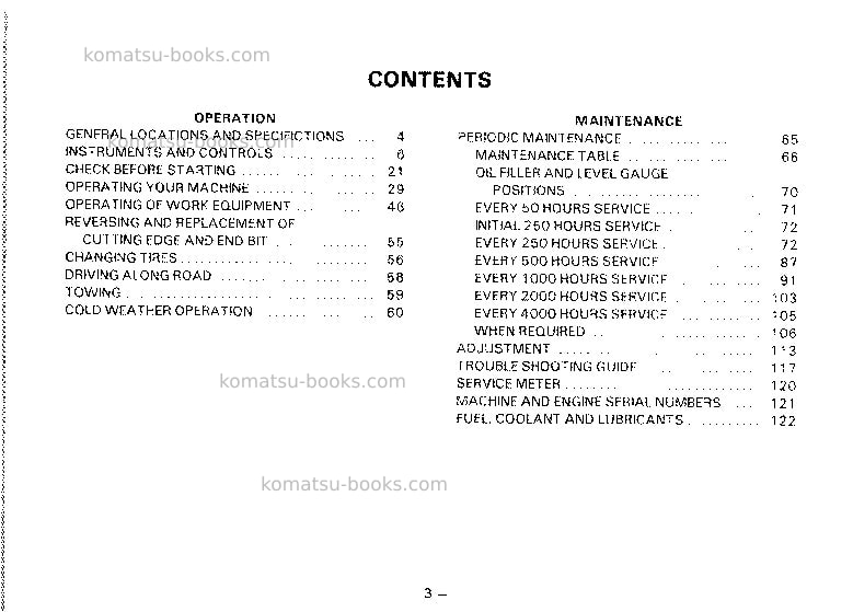 Komatsu gd521r-1jpn Operation manual cover Page 4 Komatsu gd521r-1jpn Operation manual cover Page 4