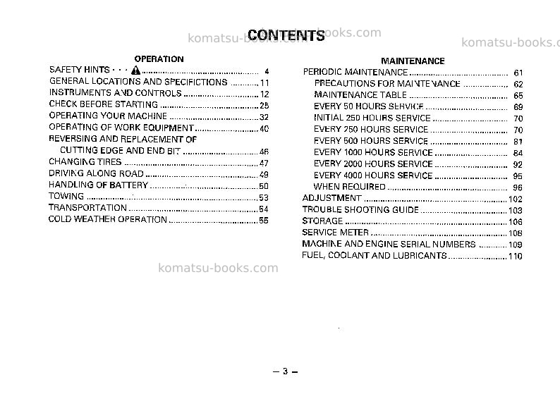 Komatsu gd613r-1jpn Operation manual cover Page 4 Komatsu gd613r-1jpn Operation manual cover Page 4