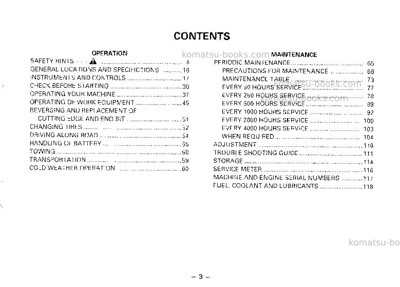 Komatsu gd621r-1jpn Operation manual cover Page 4 Komatsu gd621r-1jpn Operation manual cover Page 4