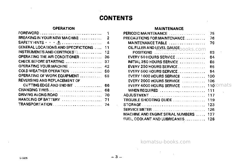 Komatsu gd625a-1jpn Operation manual cover Page 4