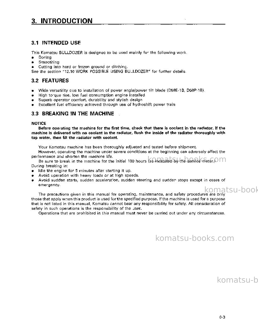 Komatsu d58e-1jpn Operation manual cover Page 4 Komatsu d58e-1jpn Operation manual cover Page 4