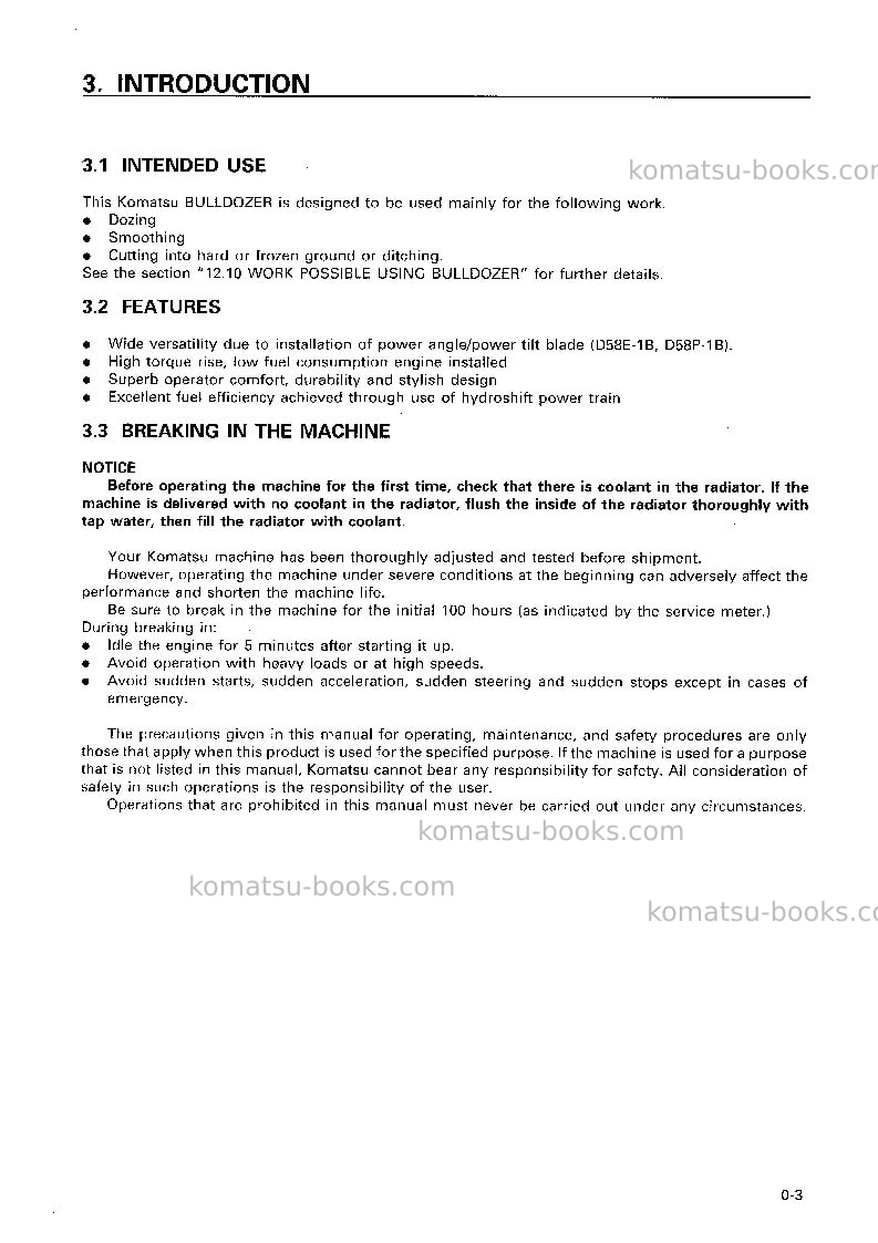 Komatsu d58e-1jpn Operation manual cover Page 4 Komatsu d58e-1jpn Operation manual cover Page 4