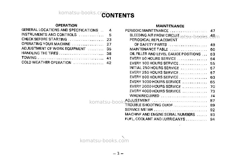 Komatsu wa180-1usa-l Operation manual cover Page 4