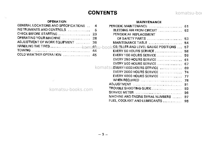 Komatsu wa180-1jpn Operation manual cover Page 4 Komatsu wa180-1jpn Operation manual cover Page 4