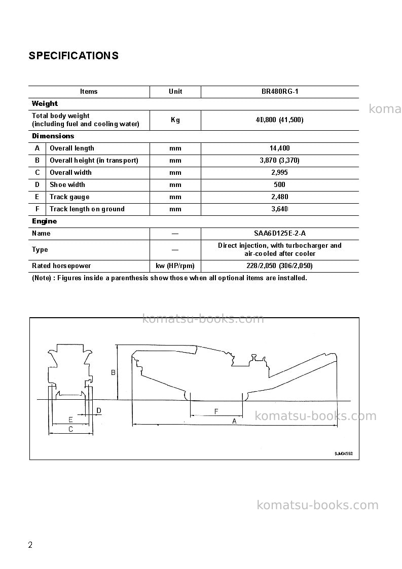Komatsu br480rg-1jpn Field assembly manual cover Page 4 Komatsu br480rg-1jpn Field assembly manual cover Page 4