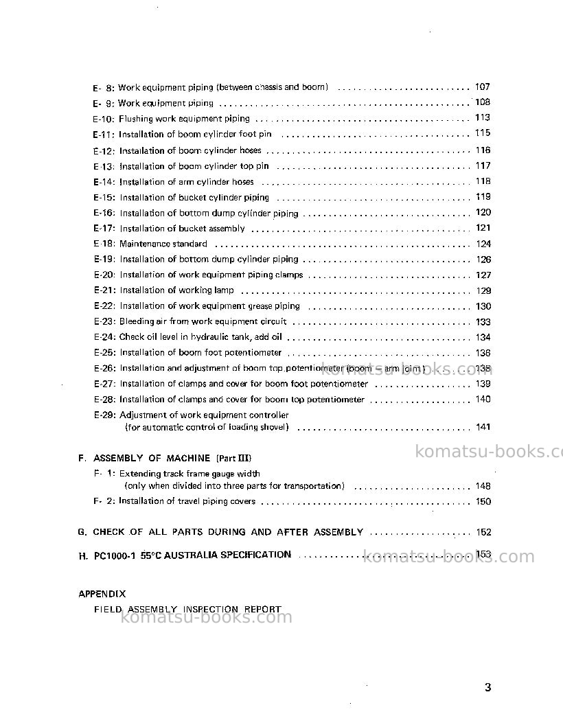 Komatsu pc1000se-1jpn Field assembly manual cover Page 4 Komatsu pc1000se-1jpn Field assembly manual cover Page 4