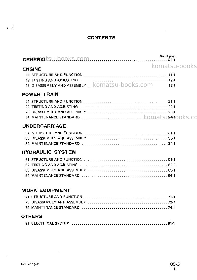 Komatsu d65s-7jpn Repair & maintenance cover Page 4 Komatsu d65s-7jpn Repair & maintenance cover Page 4