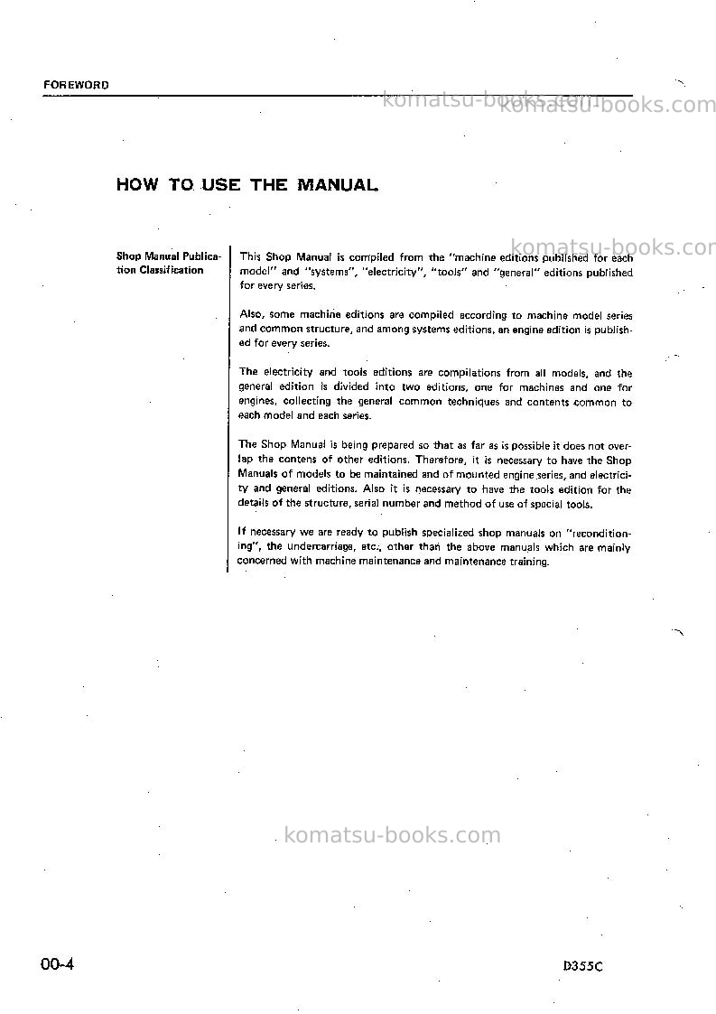 Komatsu d355c-3jpn Repair & maintenance cover Page 4