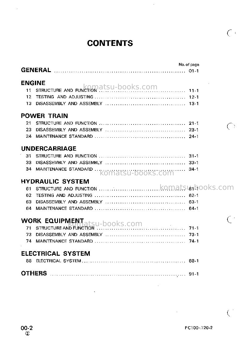 Komatsu pc120-2jpn Repair & maintenance cover Page 4 Komatsu pc120-2jpn Repair & maintenance cover Page 4