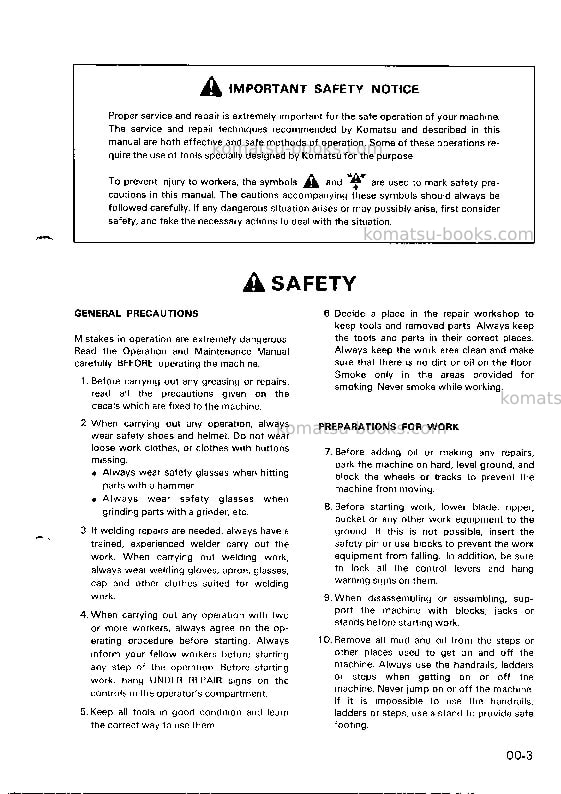 Komatsu pc50uu-1jpn Repair & maintenance cover Page 4 Komatsu pc50uu-1jpn Repair & maintenance cover Page 4