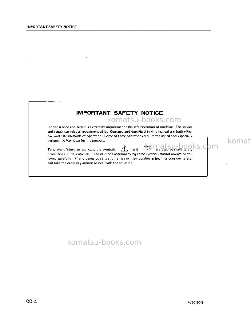 Komatsu pc30-3jpn Repair & maintenance cover Page 4 Komatsu pc30-3jpn Repair & maintenance cover Page 4
