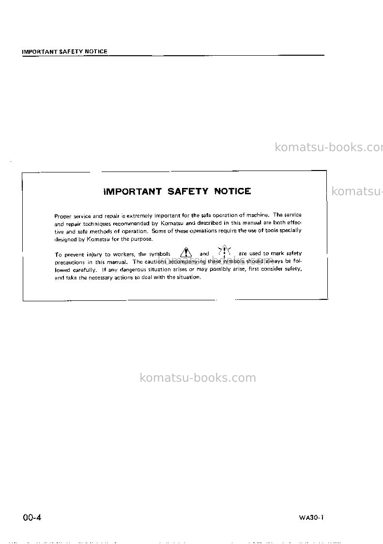 Komatsu wa30-1jpn Repair & maintenance cover Page 4