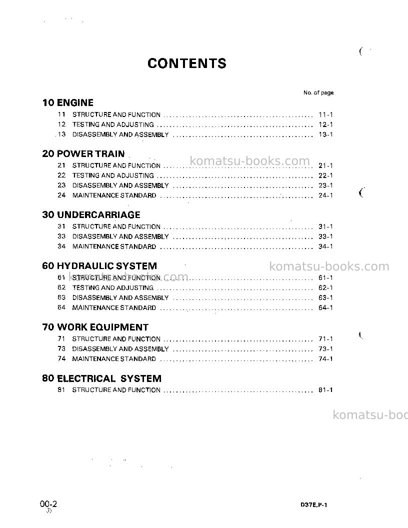 Komatsu d37p-1jpn Repair & maintenance cover Page 4 Komatsu d37p-1jpn Repair & maintenance cover Page 4