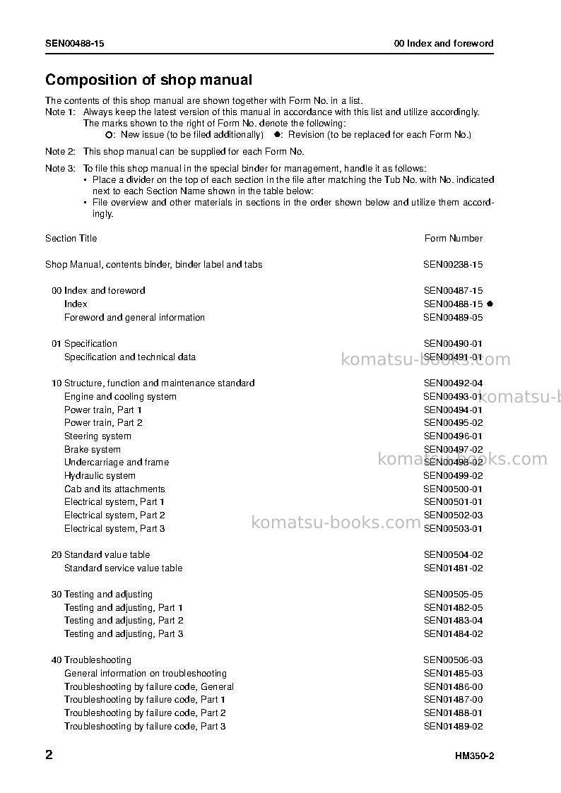 Komatsu hm350-2jpn Repair & maintenance cover Page 4 Komatsu hm350-2jpn Repair & maintenance cover Page 4