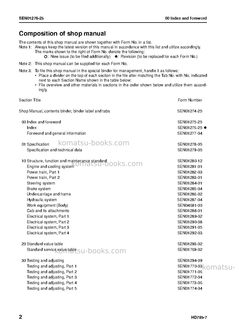 Komatsu hd785-7jpn Repair & maintenance cover Page 4
