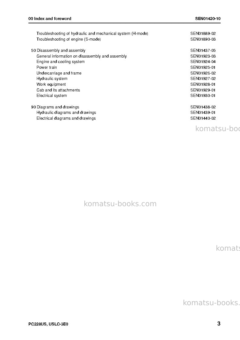 Komatsu pc228us-3jpn-e0 Repair & maintenance cover Page 4 Komatsu pc228us-3jpn-e0 Repair & maintenance cover Page 4