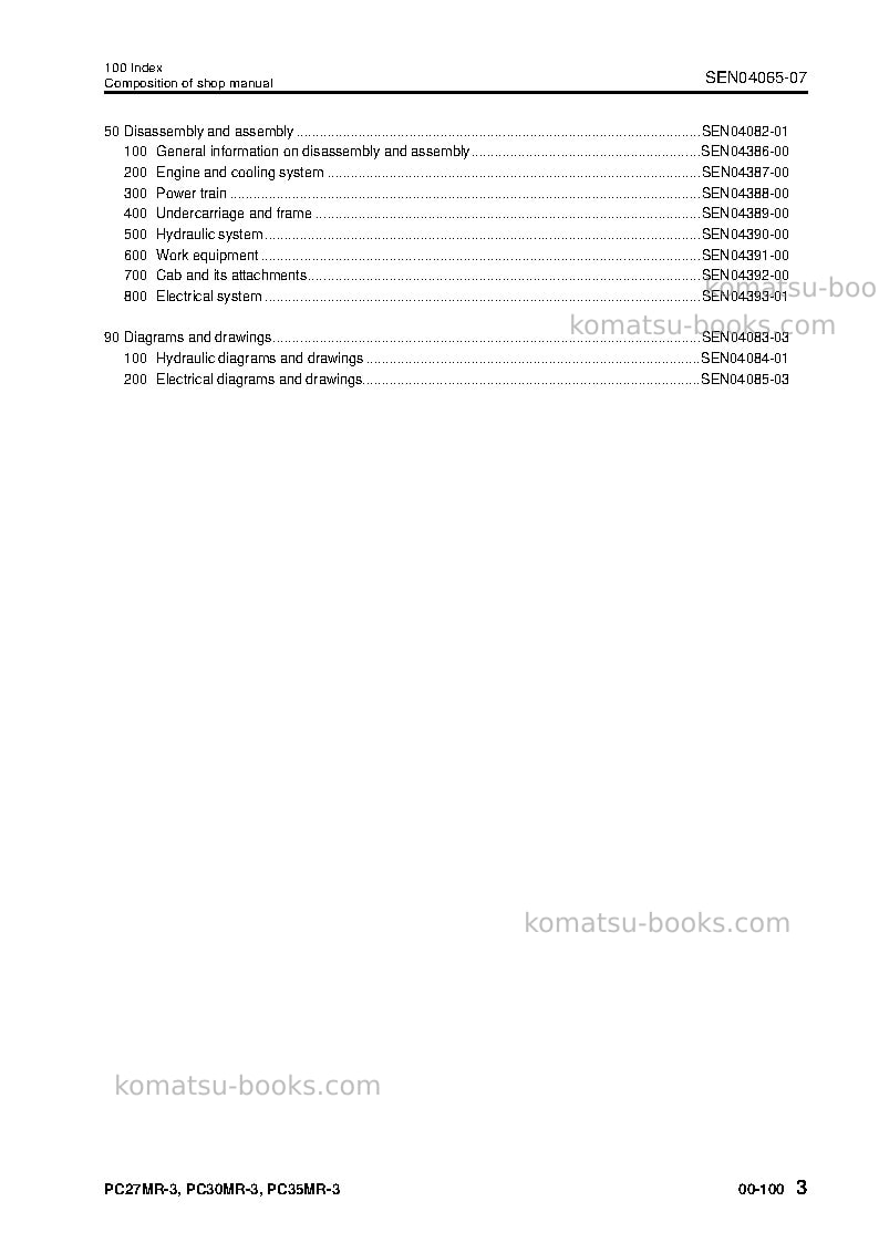 Komatsu pc27mr-3jpn-for cab Repair & maintenance cover Page 4 Komatsu pc27mr-3jpn-for cab Repair & maintenance cover Page 4