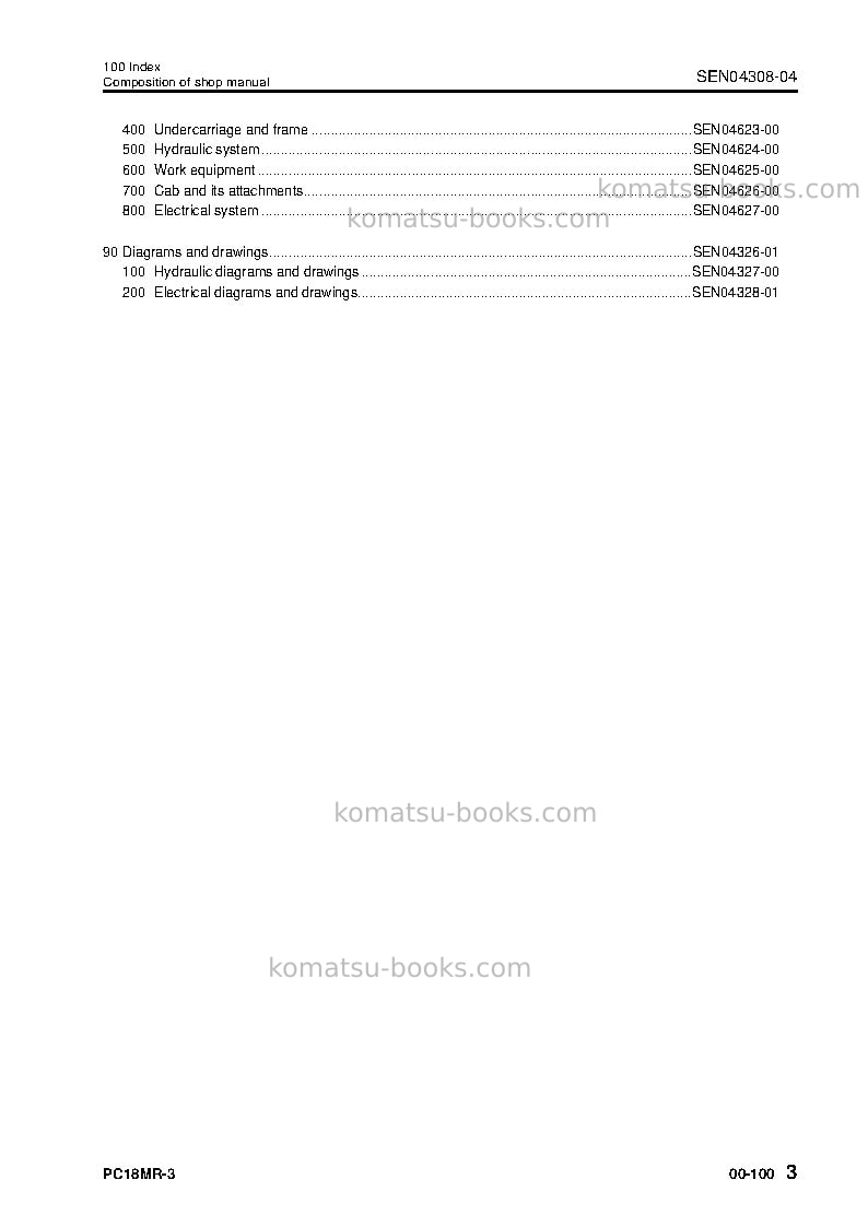 Komatsu pc18mr-3jpn Repair & maintenance cover Page 4