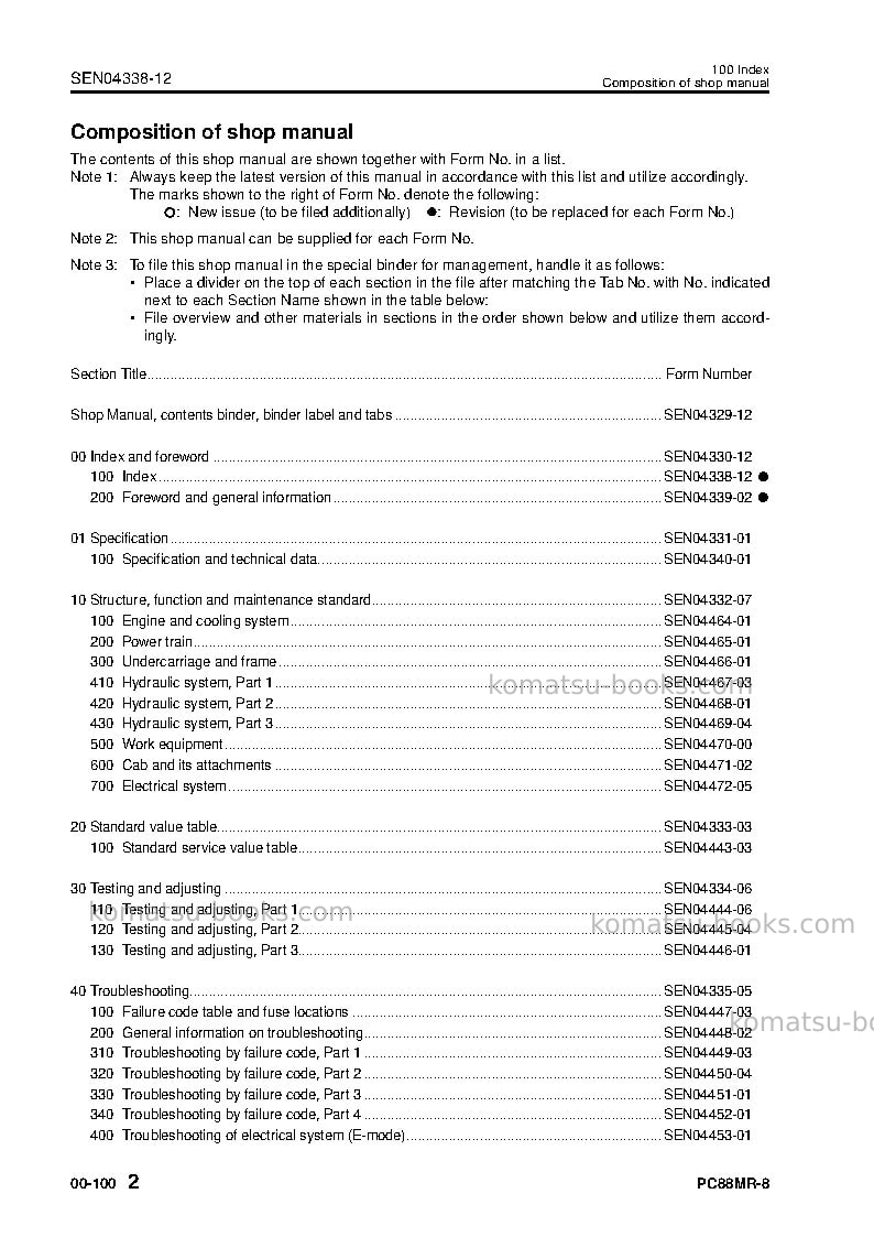 Komatsu pc88mr-8jpn Repair & maintenance cover Page 4 Komatsu pc88mr-8jpn Repair & maintenance cover Page 4
