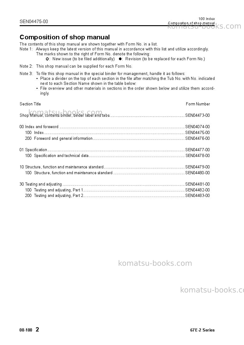 Komatsu 67e-2jpn-series Repair & maintenance cover Page 4 Komatsu 67e-2jpn-series Repair & maintenance cover Page 4