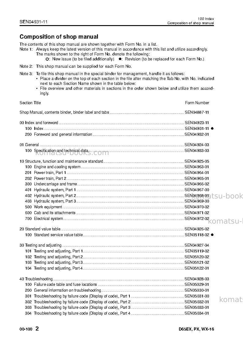 Komatsu d65px-16jpn Repair & maintenance cover Page 4 Komatsu d65px-16jpn Repair & maintenance cover Page 4