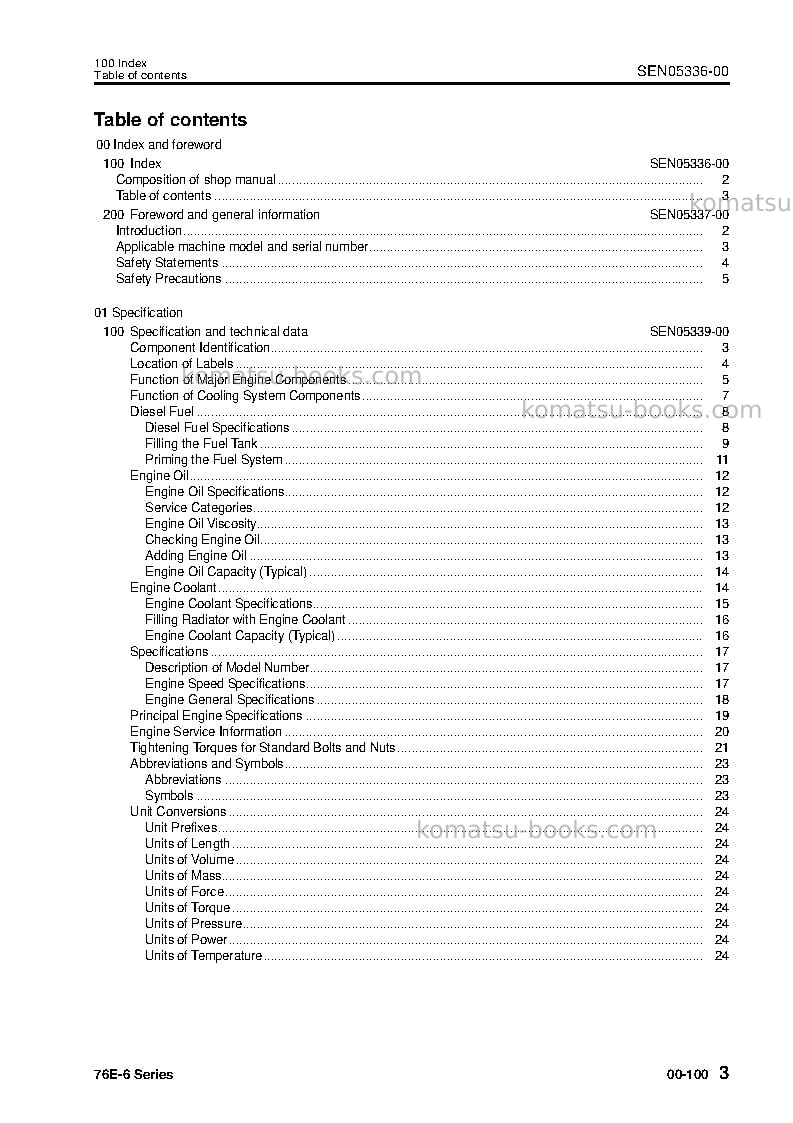 Komatsu 76e-6 seriesjpn Repair & maintenance cover Page 4 Komatsu 76e-6 seriesjpn Repair & maintenance cover Page 4