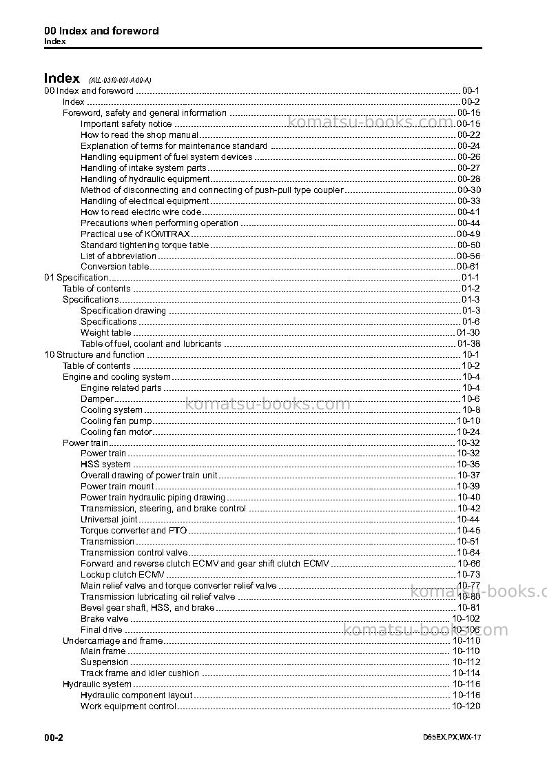 Komatsu d65px-17jpn Repair & maintenance cover Page 4 Komatsu d65px-17jpn Repair & maintenance cover Page 4