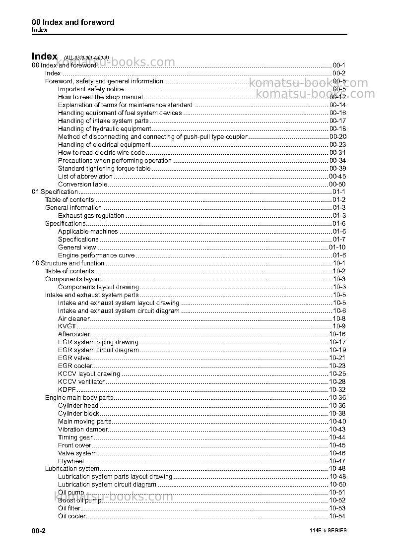Komatsu 114e-5jpn Repair & maintenance cover Page 4 Komatsu 114e-5jpn Repair & maintenance cover Page 4