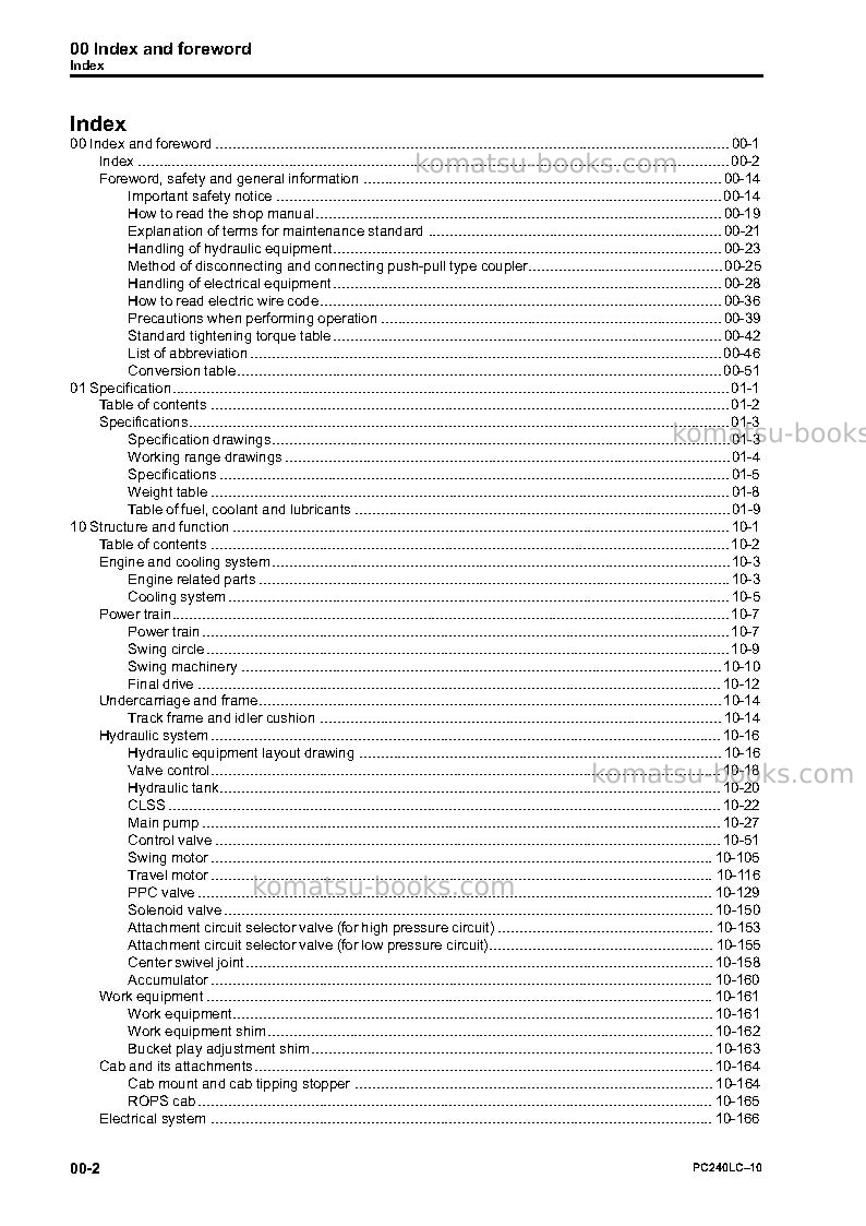 Komatsu pc240lc-10jpn Repair & maintenance cover Page 4