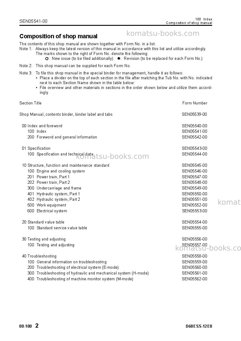 Komatsu d68ess-12idn-e0 Repair & maintenance cover Page 4 Komatsu d68ess-12idn-e0 Repair & maintenance cover Page 4