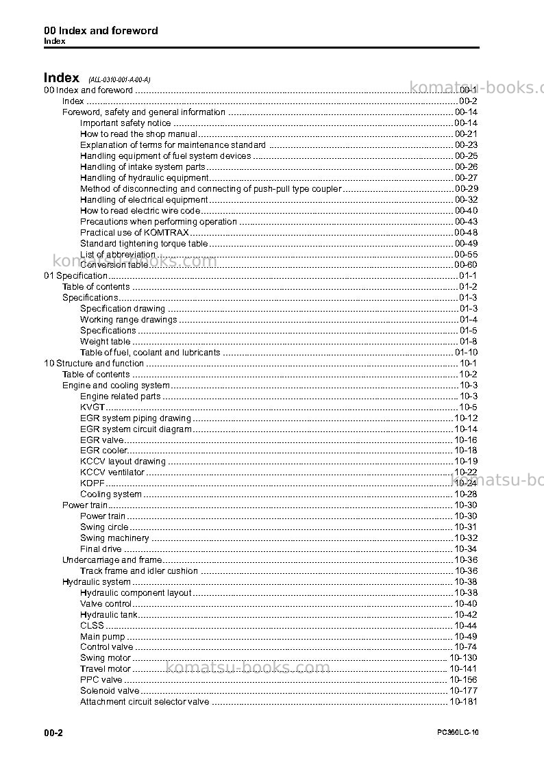 Komatsu pc360lc-10jpn Repair & maintenance cover Page 4