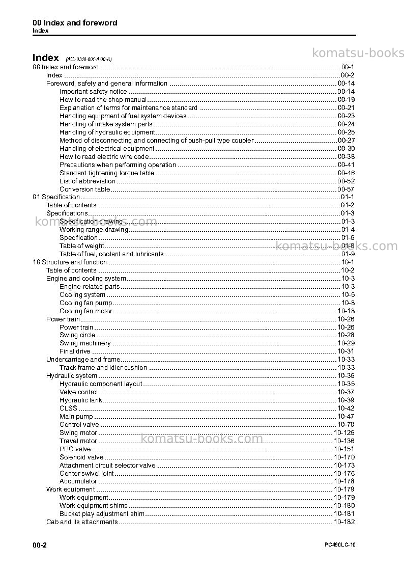 Komatsu pc490lc-10jpn Repair & maintenance cover Page 4