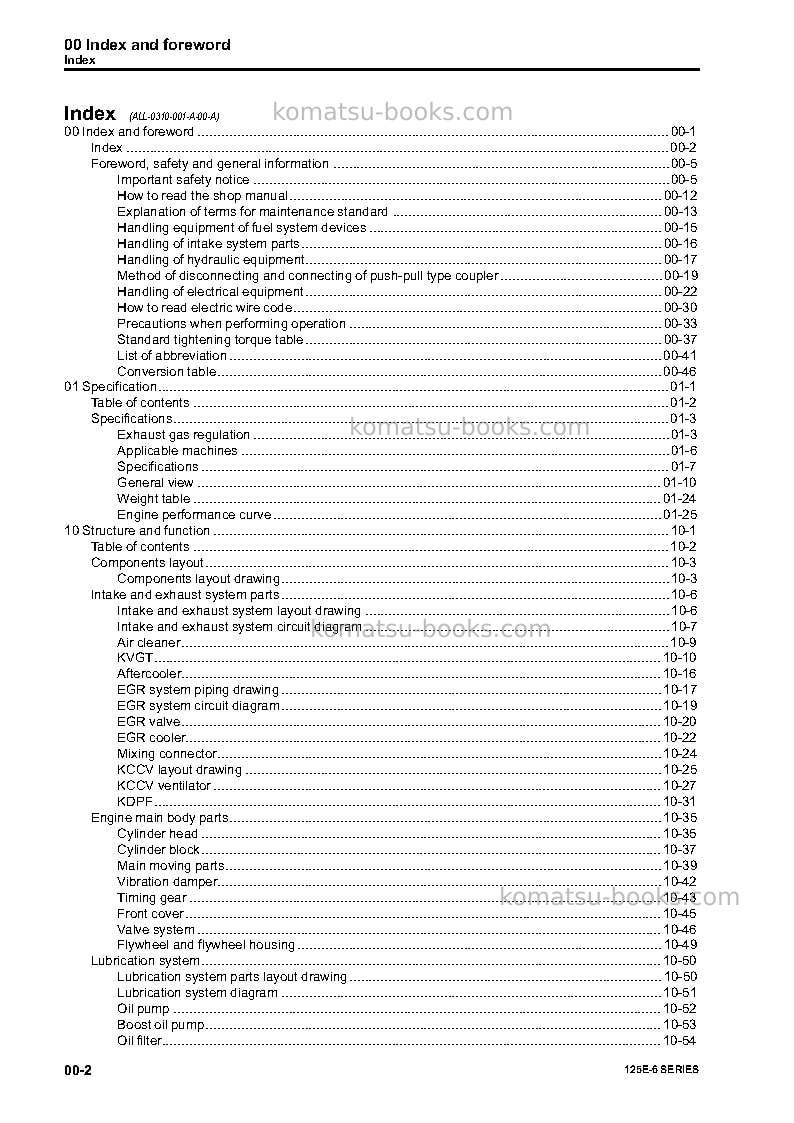 Komatsu 125e-6 seriesjpn Repair & maintenance cover Page 4 Komatsu 125e-6 seriesjpn Repair & maintenance cover Page 4
