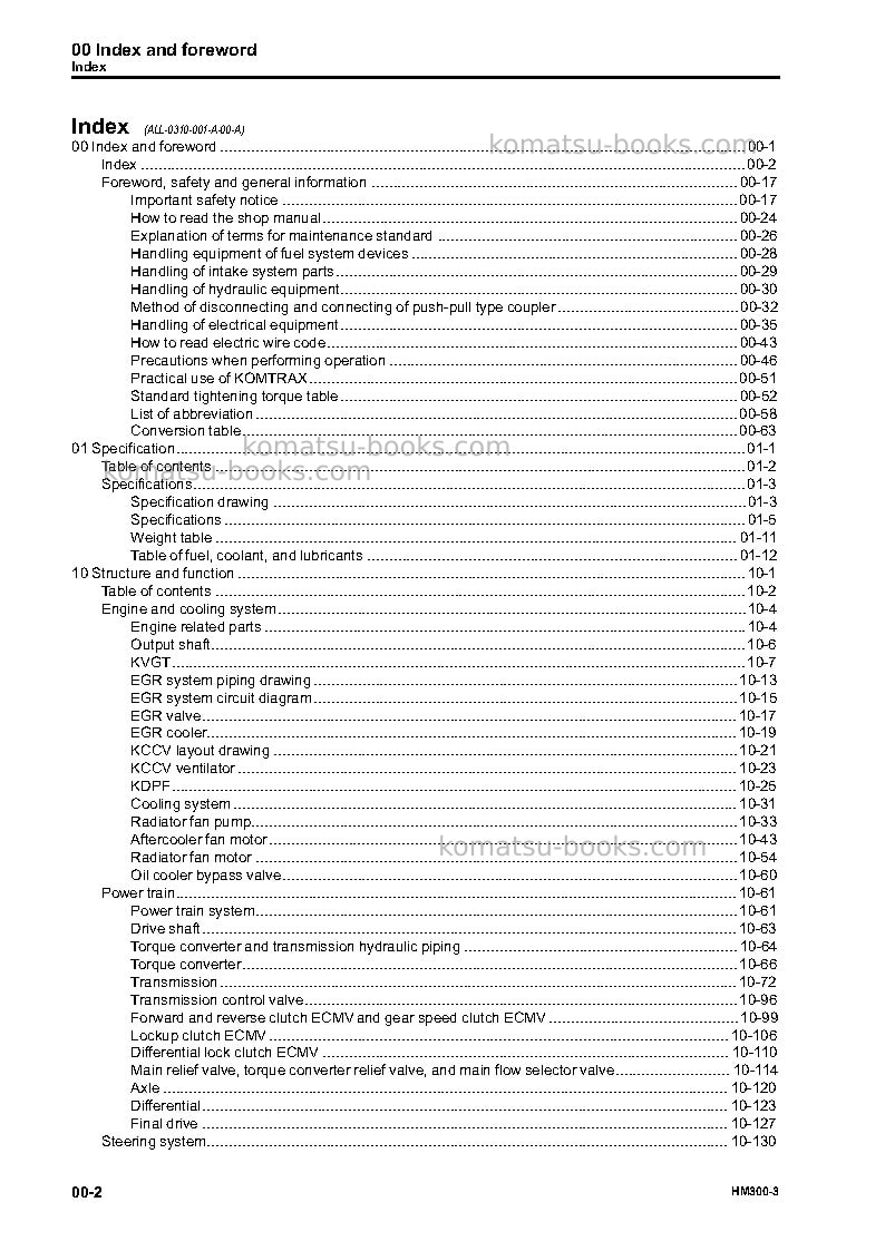Komatsu hm300-3jpn Repair & maintenance cover Page 4 Komatsu hm300-3jpn Repair & maintenance cover Page 4