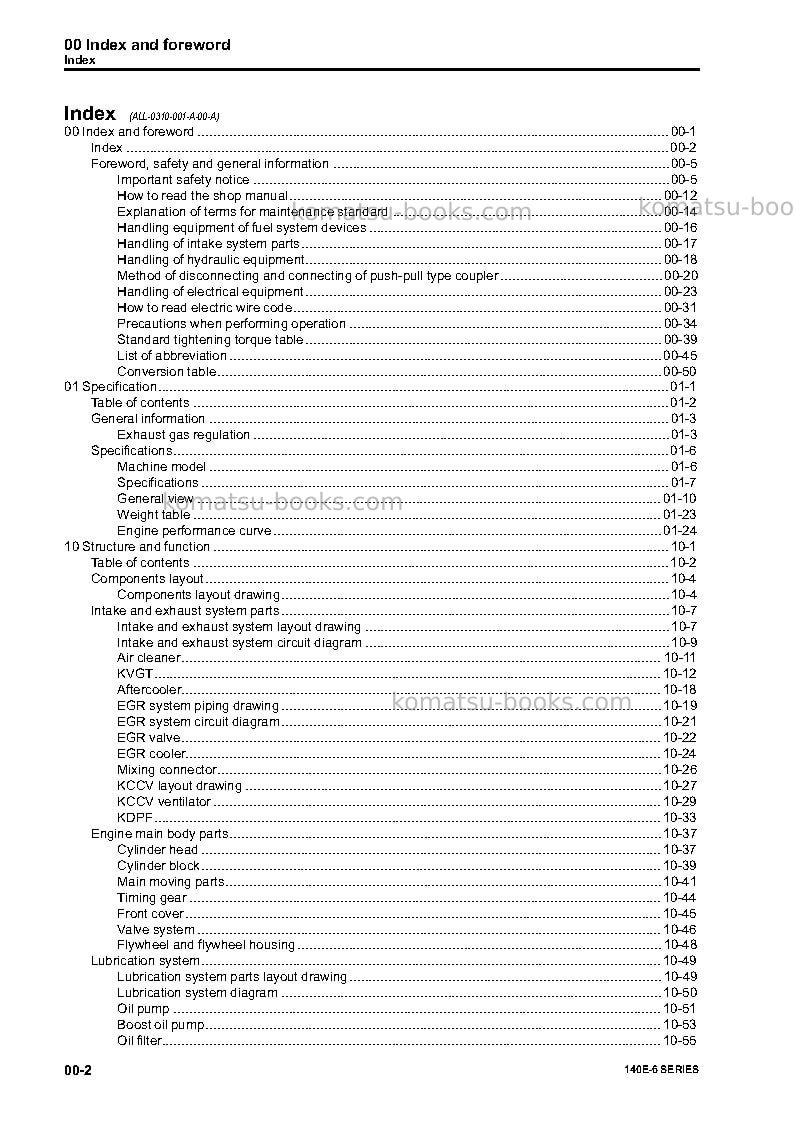 Komatsu 6d140e-6jpn Repair & maintenance cover Page 4 Komatsu 6d140e-6jpn Repair & maintenance cover Page 4