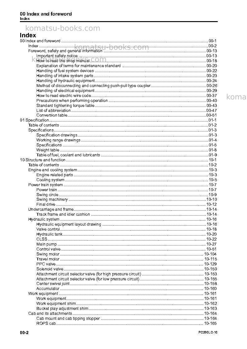 Komatsu pc290lc-10jpn Repair & maintenance cover Page 4 Komatsu pc290lc-10jpn Repair & maintenance cover Page 4