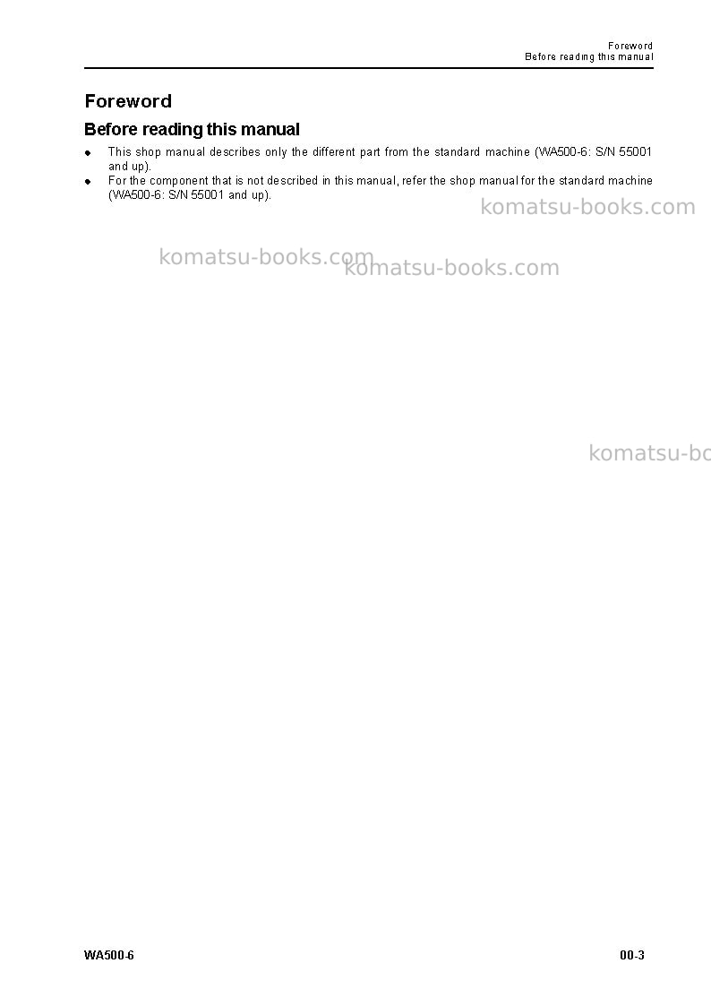 Komatsu wa500-6jpn-stone handling spec. Repair & maintenance cover Page 4