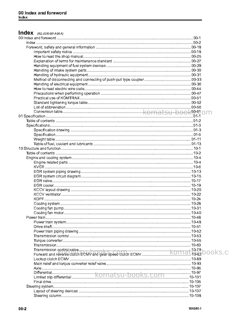 Komatsu wa380-7jpn Repair & maintenance cover Page 4