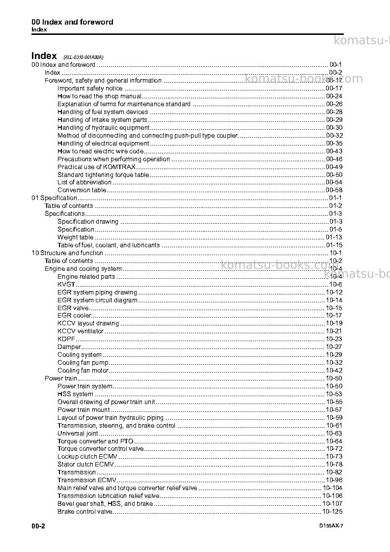 Komatsu d155ax-7jpn Repair & maintenance cover Page 4 Komatsu d155ax-7jpn Repair & maintenance cover Page 4