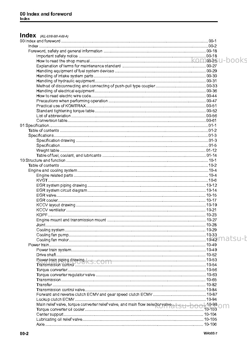 Komatsu wa500-7jpn Repair & maintenance cover Page 4