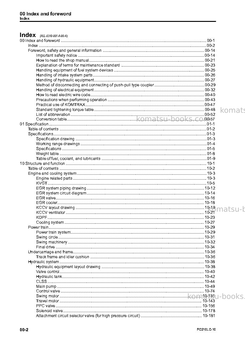 Komatsu pc210lc-10jpn Repair & maintenance cover Page 4 Komatsu pc210lc-10jpn Repair & maintenance cover Page 4