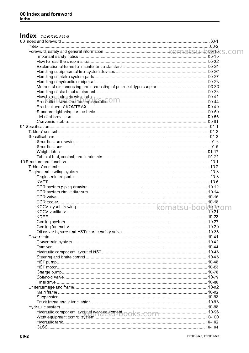 Komatsu d61px-23jpn Repair & maintenance cover Page 4 Komatsu d61px-23jpn Repair & maintenance cover Page 4
