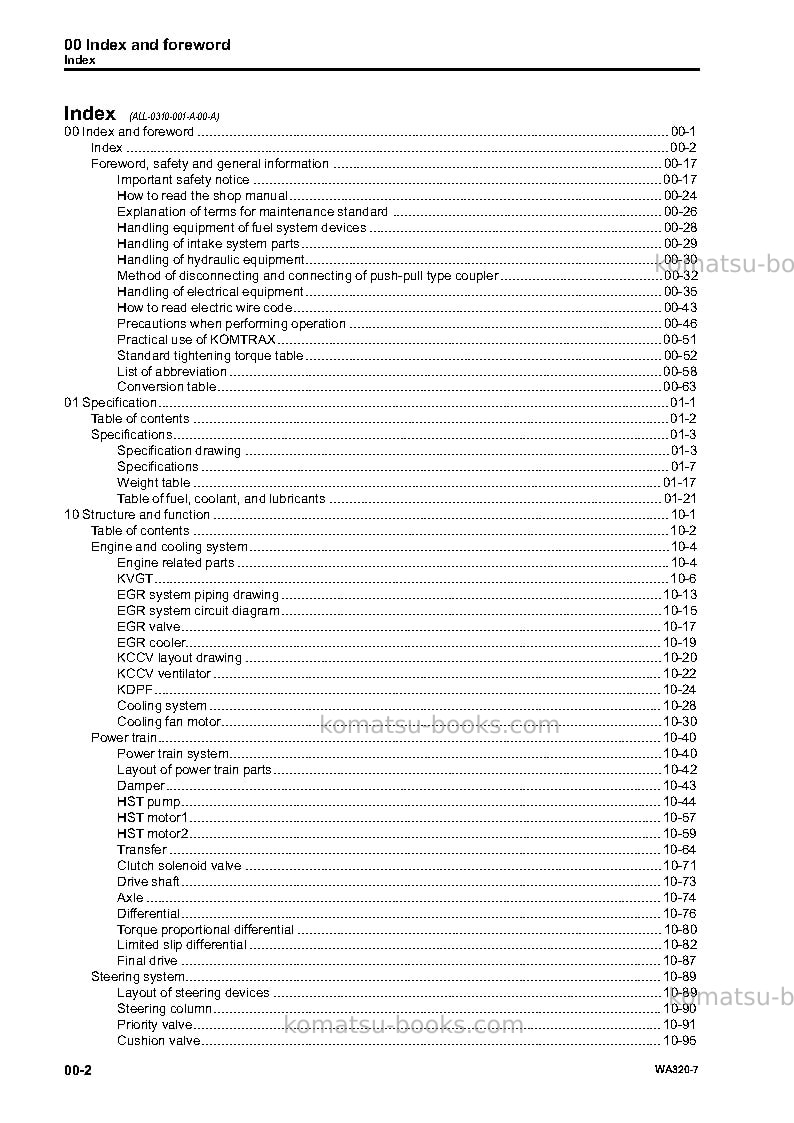 Komatsu wa320-7jpn Repair & maintenance cover Page 4 Komatsu wa320-7jpn Repair & maintenance cover Page 4