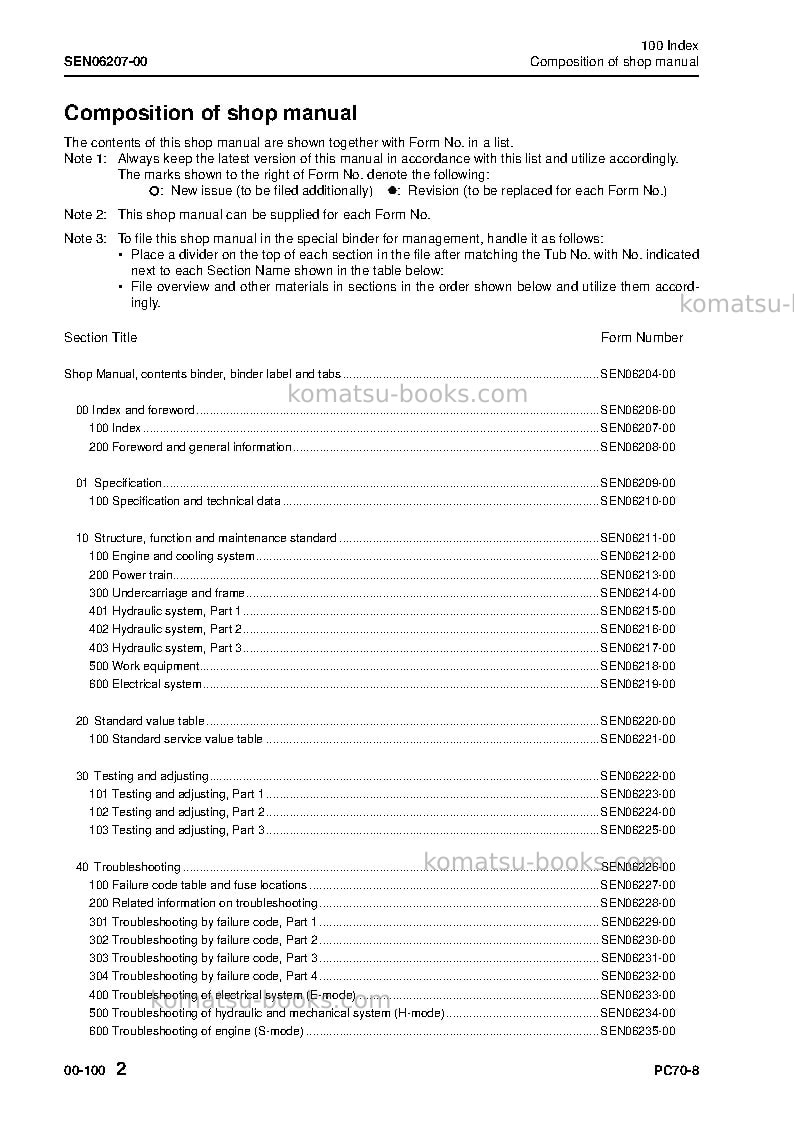 Komatsu pc70-8jpn Repair & maintenance cover Page 4