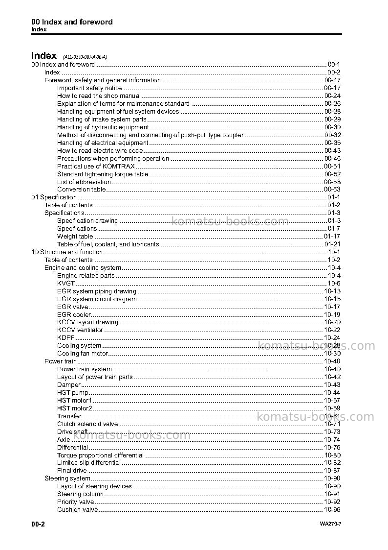 Komatsu wa270-7jpn Repair & maintenance cover Page 4