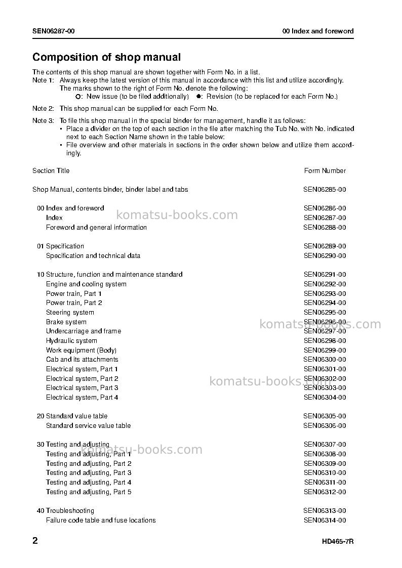 Komatsu hd465-7jpn-w/o egr, -40c degree Repair & maintenance cover Page 4