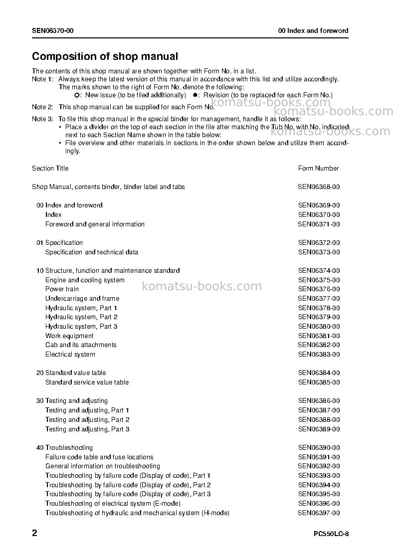 Komatsu pc550lc-8jpn-for turkey Repair & maintenance cover Page 4 Komatsu pc550lc-8jpn-for turkey Repair & maintenance cover Page 4